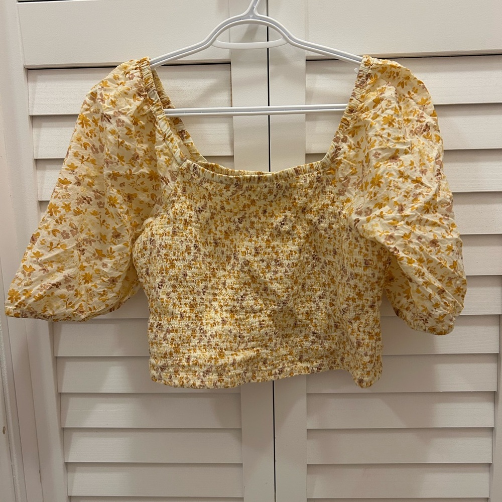 Floral Yellow Puff Sleeve Top